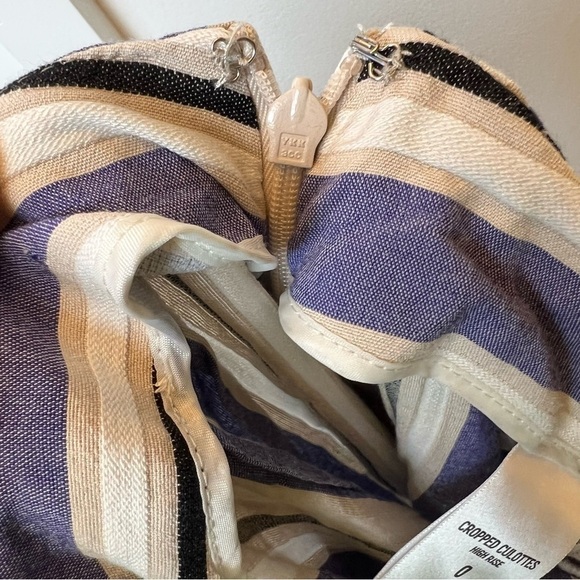 Express Women’s High Rise Blue White Striped Wide Cropped Culottes Pants Size 0 - Picture 9 of 10